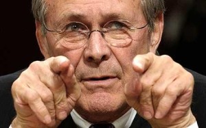 Defense Secretary Donald Rumsfeld lying.